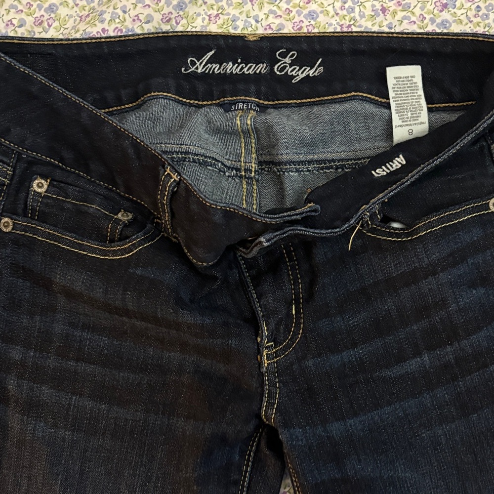 American Eagle Outfitters Women's Deep Indigo Straight Leg Jeans